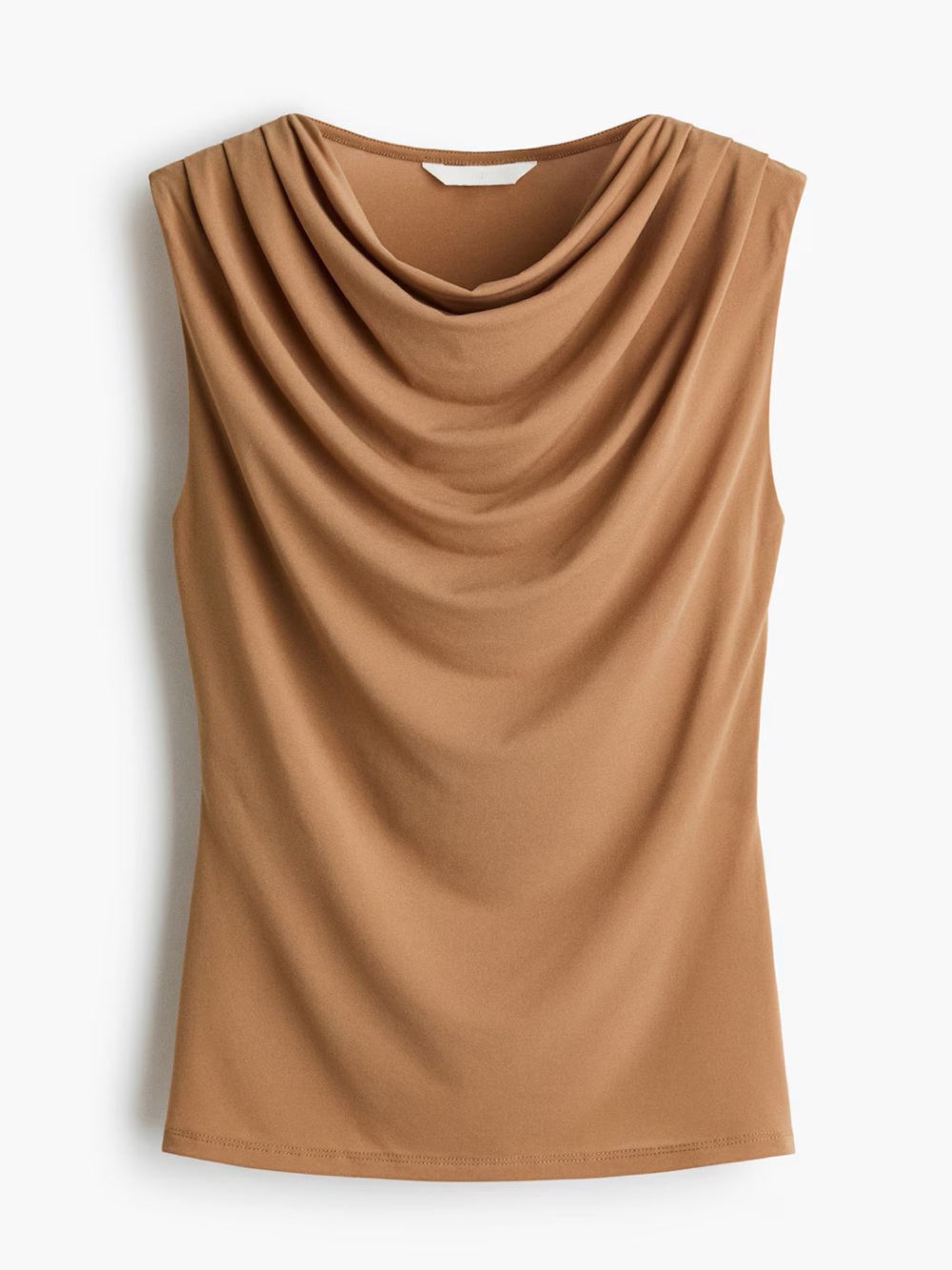 H&M NWT Sleeveless Draped Neck Tank Top in Camel tan